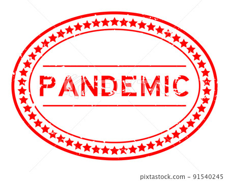 Grunge red pandemic word oval rubber seal stamp on white background 91540245