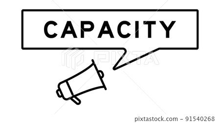 Megaphone icon with speech bubble in word capacity on white background Megaphone icon with speech bubble in word capacity on white background 91540268