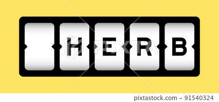 Black color in word herb on slot banner with yellow color background Black color in word herb on slot banner with yellow color background 91540324
