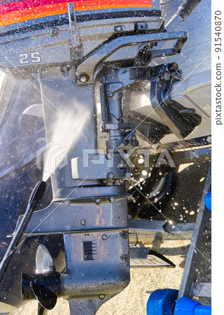 washing service of outboard motor by pressure. selective focus. 91540870