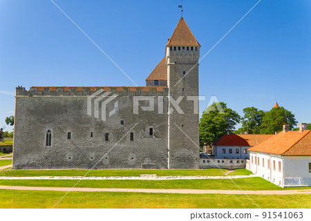 Saaremaa island Castle, Estonia, bishop castle. Fortifications of Kuressaare episcopal castle in summer day. 91541063