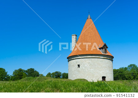 Tower of Saaremaa island Castle, Estonia, bishop castle. Fortifications of Kuressaare episcopal castle in summer day. 91541132
