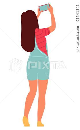 Young woman making selfie. Girl shooting photo Young woman making selfie. Girl shooting photo 91541541