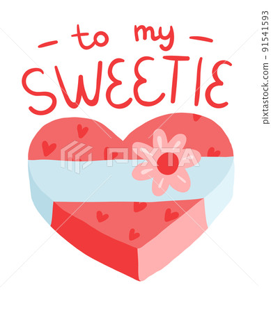 Romantic wish card with heart shape gift box 91541593