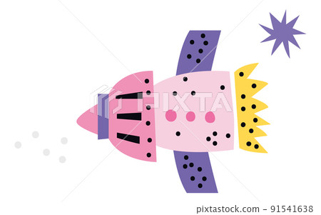 Cute flying rocket. Child print space ship Cute flying rocket. Child print space ship 91541638