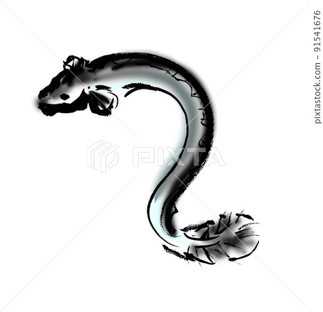 Hand-painted Japanese-style illustration of eel Hand-painted Japanese-style illustration of eel 91541676