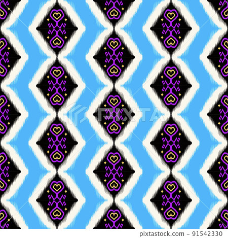 Seamless abstract ikat pattern.background carpet wallpaper clothing wrapping Batik fabric Vector illustration. embroidery style. Seamless abstract ikat pattern.background carpet wallpaper clothing wrapping Batik fabric Vector illustration. embroidery style. 91542330