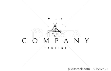 Vector logo on which an abstract image of a shamanic amulet with pendants. Vector logo on which an abstract image of a shamanic amulet with pendants. 91542522