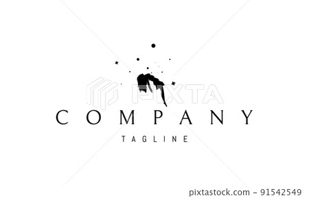 Vector logo on which an abstract image of a girl floating in a dream against the background of stars. 91542549