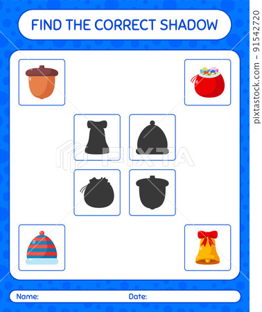 Find the correct shadows game with christmas icon. worksheet for preschool kids, kids activity sheet Find the correct shadows game with christmas icon. worksheet for preschool kids, kids activity sheet 91542720