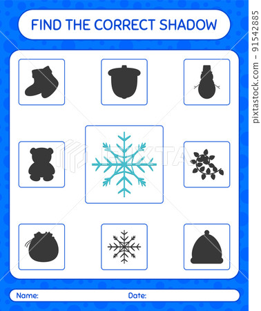 Find the correct shadows game with snowflake. worksheet for preschool kids, kids activity sheet Find the correct shadows game with snowflake. worksheet for preschool kids, kids activity sheet 91542885