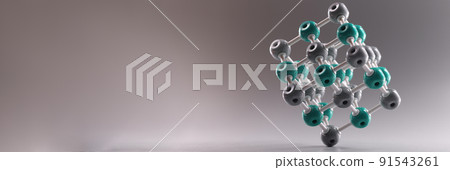 Plastic molecule in shape of square on gray background 91543261