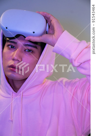 VR goggles and men VR NFT Metaverse colorful 91543464