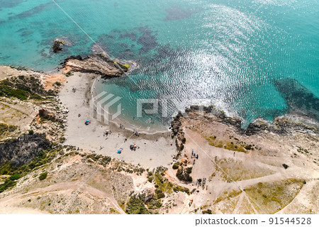 Beach for dogs, aerial shot, Spain Beach for dogs, aerial shot, Spain 91544528