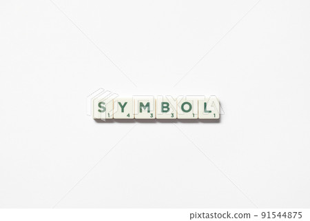 Symbol formed of scrabble blocks on white background. Symbol formed of scrabble blocks on white background. 91544875