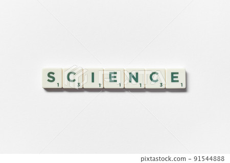 Science formed of scrabble tiles on white background. Science formed of scrabble tiles on white background. 91544888