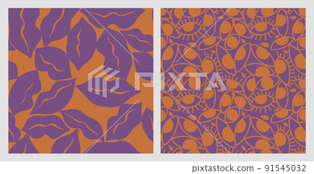 Lips pattern. Vector seamless pattern with womans red textured flat lips. Seamless Eyes Spy Abstract Background Pattern 91545032
