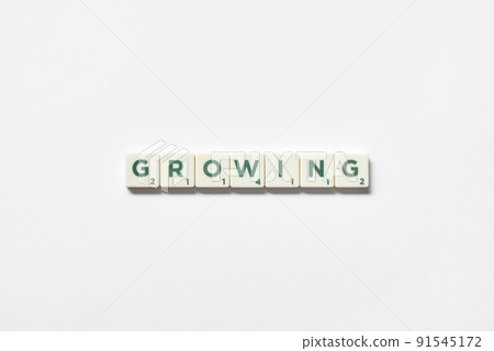 Growing formed of scrabble blocks on white background. Growing formed of scrabble blocks on white background. 91545172