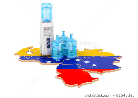 Bottled Water Delivery Service in Venezuela, 3D rendering 91545383