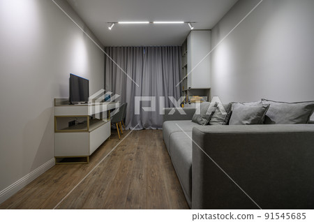 Grey luxury bedroom with elegant and modern details 91545685