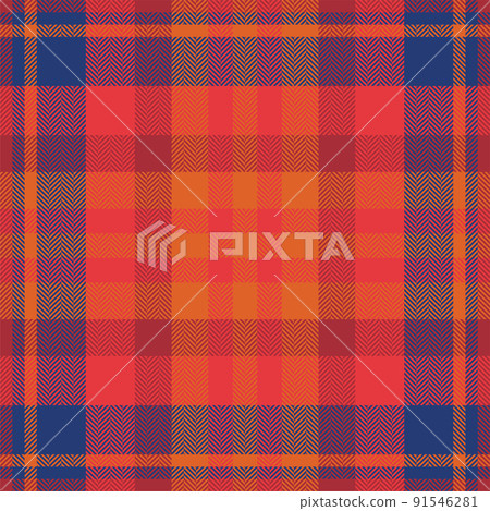 Plaid check pattern in orange and red colors. Seamless fabric texture. Tartan textile print. 91546281