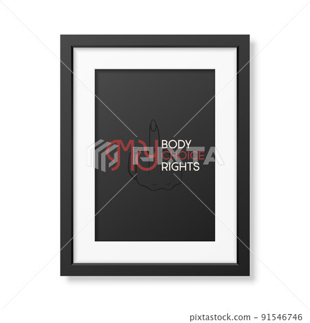 My Body My Choice. Women's Rights Poster in Black Frame, Demanding Continued Access to Abortion After the Ban on Abortions, Roe v Wade. Women's Rights to Abortion. Protest, Feminism Concept Placard 91546746