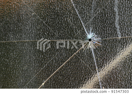 Broken window glass 91547303