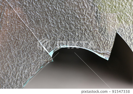 Broken window glass 91547338
