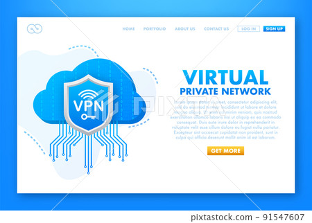 Secure VPN connection concept. Virtual private network connectivity overview. Vector stock illustration 91547607