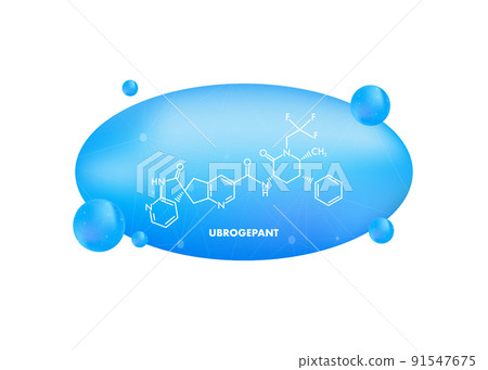 Ubrogepant migraine drug molecule. Skeletal formula. Vector illustration Ubrogepant migraine drug molecule. Skeletal formula. Vector illustration 91547675