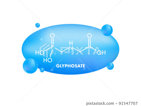 Glyphosate formula. Glyphosate herbicide molecule. Vector illustration Glyphosate formula. Glyphosate herbicide molecule. Vector illustration 91547707