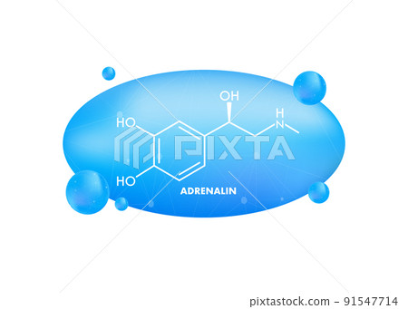 Adrenaline or adrenalin, epinephrine neurotransmitter molecule. Skeletal formula.Vector illustration 91547714