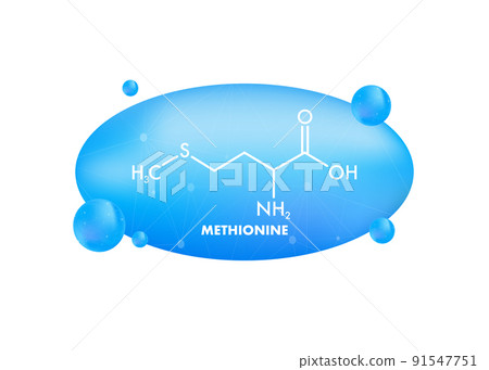Icon with methionine formula. Amino acid molecule 91547751