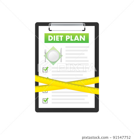 Diet plan on white background. Health lifestyle, fitness. Top view 91547752