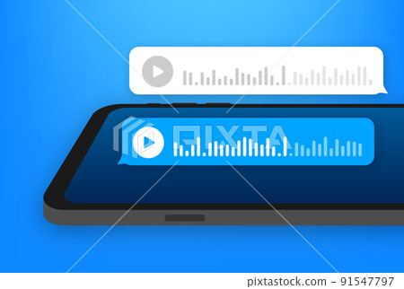 Voice, Record Audio message, speech bubble. Messenger chat screen. Vector stock illustration. Voice, Record Audio message, speech bubble. Messenger chat screen. Vector stock illustration. 91547797