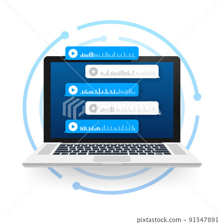Voice, Record Audio message, speech bubble. Messenger chat screen. Vector stock illustration. Voice, Record Audio message, speech bubble. Messenger chat screen. Vector stock illustration. 91547891