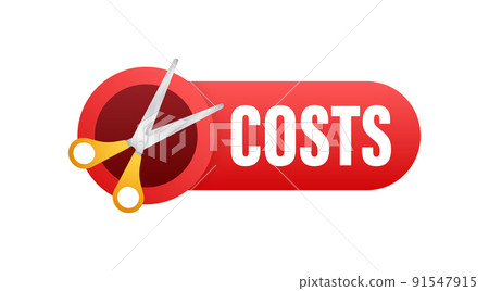 Costs cut in flat style on white background. Vector illustration, cartoon character. Costs cut in flat style on white background. Vector illustration, cartoon character. 91547915