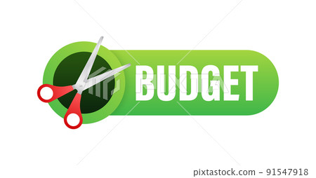 Budget cut in flat style on white background. Vector illustration, cartoon character Budget cut in flat style on white background. Vector illustration, cartoon character 91547918