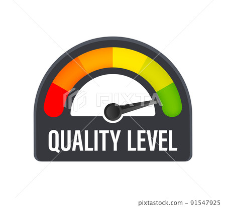 PrintQuality level meter. Satisfied Customers. Customer service. Vector stock illustration 91547925