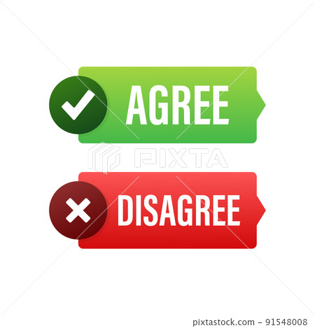 Agree and disagree label. Yes and No check marks. Vector stock illustration. 91548008