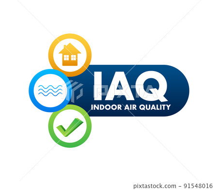 IAQ - Indoor Air Quality. Ventilation system. Vector stock illustration. 91548016
