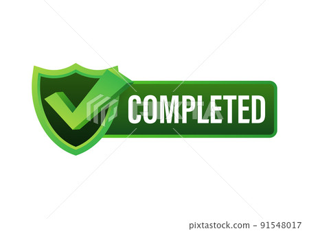 Completed tick, Checkmark stamp, sticker. Vector stock illustration. Completed tick, Checkmark stamp, sticker. Vector stock illustration. 91548017