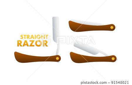 Set Straight razor. Old razor blade. Barbershop Element. Vector stock illustration. 91548021