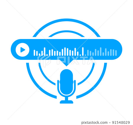 Voice, Record Audio message, speech bubble. Messenger chat screen. Vector stock illustration. 91548029