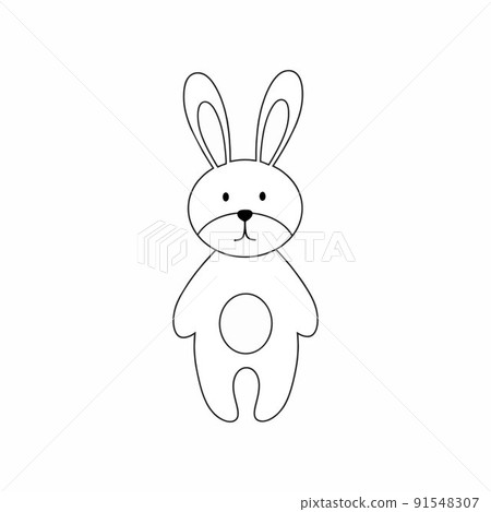 Contour illustration of a hare. Drawing a rabbit with a black line. Coloring book for a child. Contour illustration of a hare. Drawing a rabbit with a black line. Coloring book for a child. 91548307