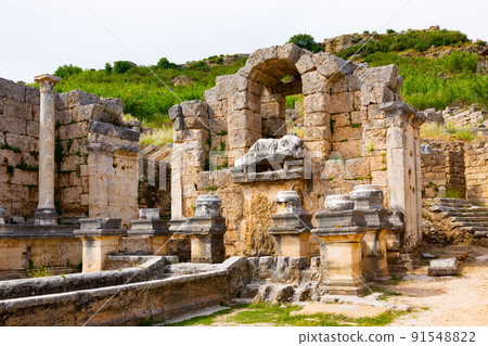 Ruins of Nymphaeum in Perge, Turkey Ruins of Nymphaeum in Perge, Turkey 91548822