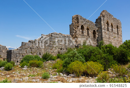 Ruins of antique Sillyon fortress at Turkiye Ruins of antique Sillyon fortress at Turkiye 91548825