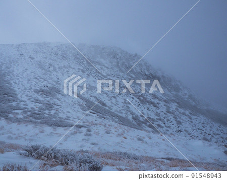 Kuju mountain trail in a snowstorm Tano, Kokonoe-cho, Kusu-gun, Oita Prefecture 91548943