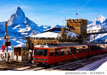 Railway station in Gornergrat, Switzerland 91549054