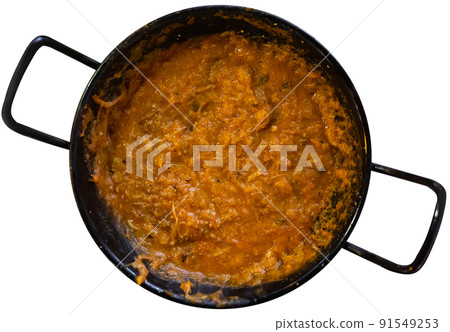 Traditional Morteruelo dish in the Cuenca region 91549253